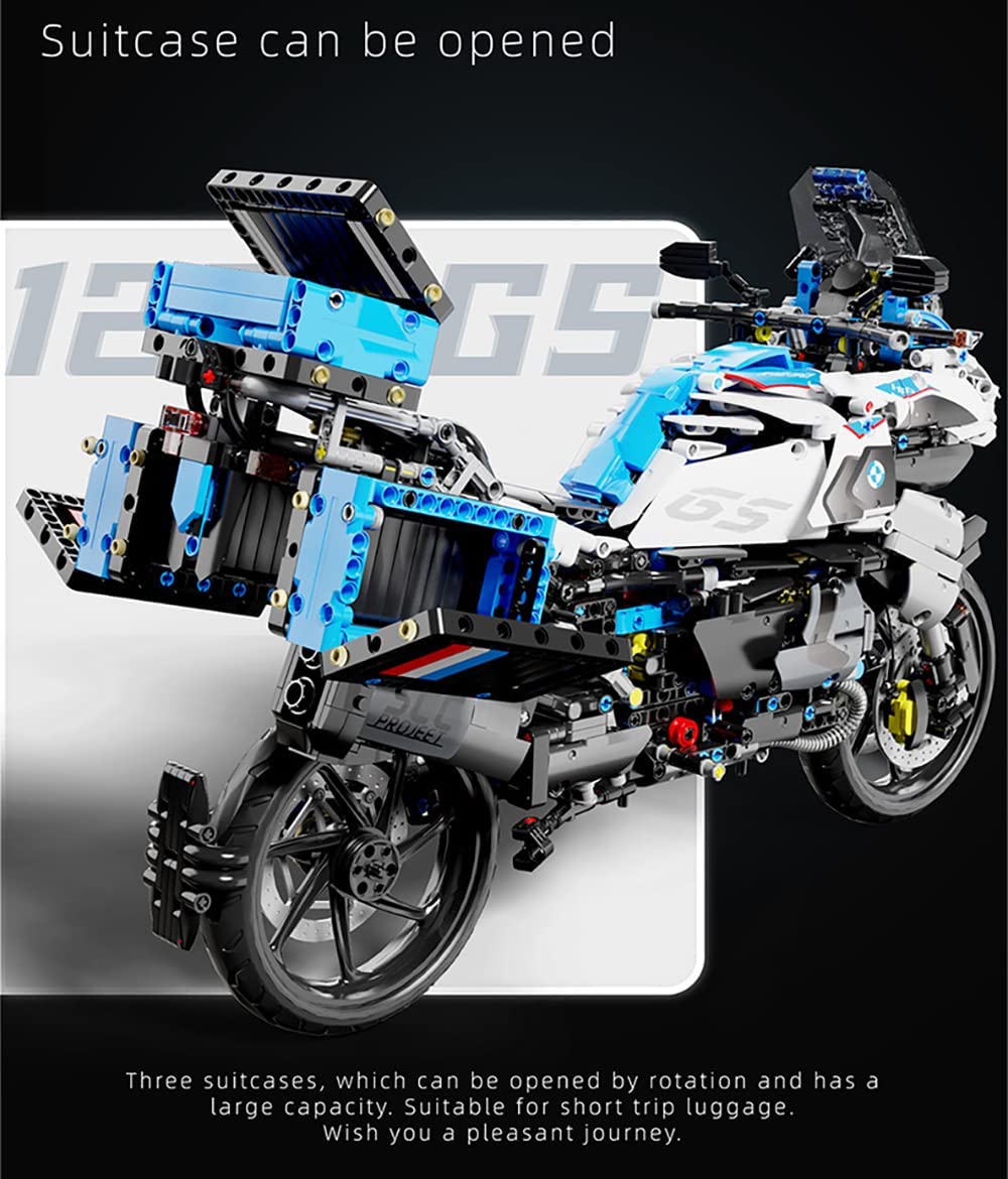 Technik Motorrad für BMW R 1250GS Modell, 2369 Teile Technic Motorrad Klemmbausteine kompatibel mit Lego Technik