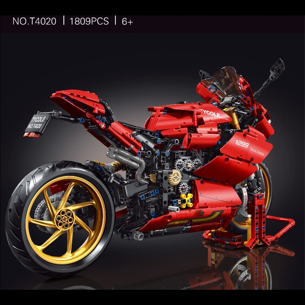 Technik Motorrad Ducati Panigale V4 R, 1809 Teile Technik Motorrad, Technic Motorrad Modellbau Klemmbausteine Kompatibel mit Lego Technik