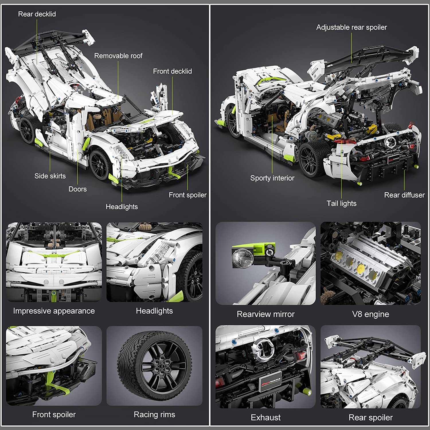 CaDA Master C61048W Koenigsegg Fantasma Technik Sportwagen, 1: 8 4346 Teile Technik Supercar Bausteine(Originalverpackung)