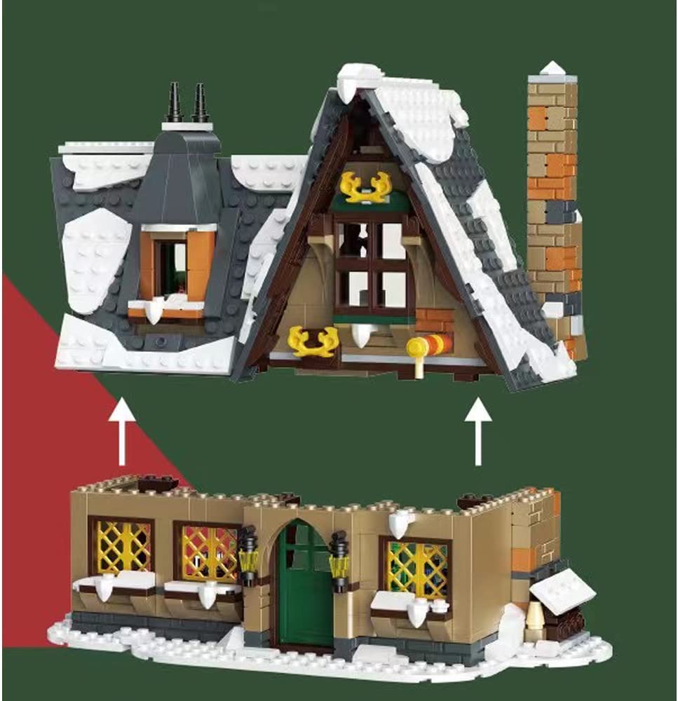 Weihnachten Haus für Lego Weihnachten 2022, 766 Teile Weihnachtshaus Modular Building Haus Modellbau Set Kompatibel mit Lego Häuser