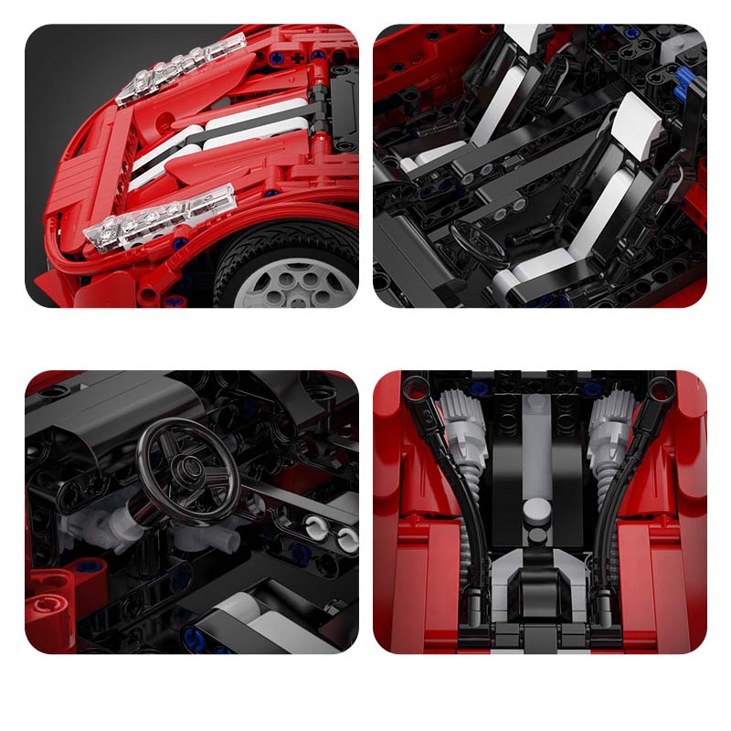 Ferrari 488 Pista Technik Auto, Technik Ferngesteuert Sportwagen, 1126 Teile Technik Supersportwagen mit Motor Bausatz Kompatibel mit Lego Technik