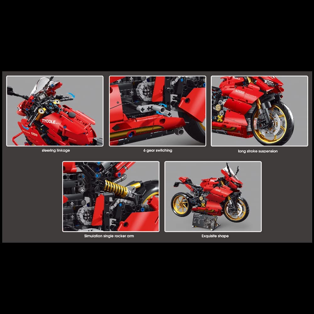 Technik Motorrad Ducati Panigale V4 R, 1809 Teile Technik Motorrad, Technic Motorrad Modellbau Klemmbausteine Kompatibel mit Lego Technik