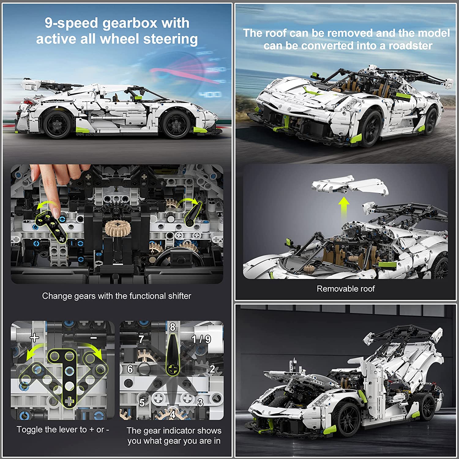 CaDA Master C61048W Koenigsegg Fantasma Technik Sportwagen, 1: 8 4346 Teile Technik Supercar Bausteine(Originalverpackung)
