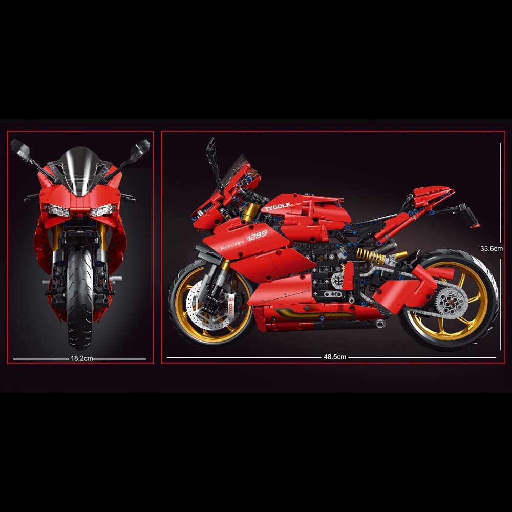 Technik Motorrad Ducati Panigale V4 R, 1809 Teile Technik Motorrad, Technic Motorrad Modellbau Klemmbausteine Kompatibel mit Lego Technik