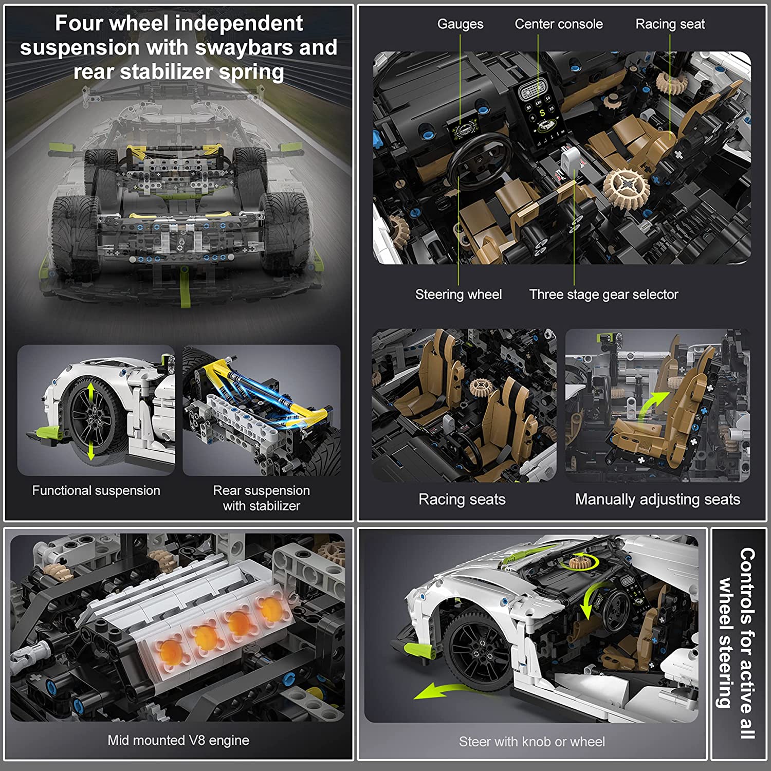 CaDA Master C61048W Koenigsegg Fantasma Technik Sportwagen, 1: 8 4346 Teile Technik Supercar Bausteine(Originalverpackung)