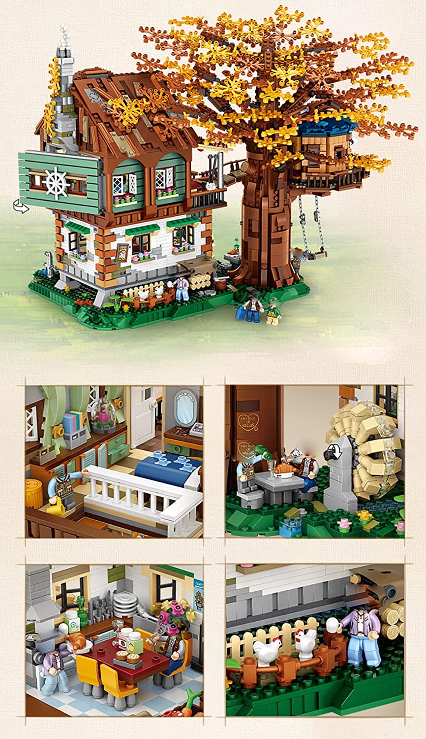 Baumhaus Mini Blocks Baumhaus Modell, 4761 Teile Modular Building Haus Mini Blocks, Nicht Kompatibel mit Lego Baumhaus