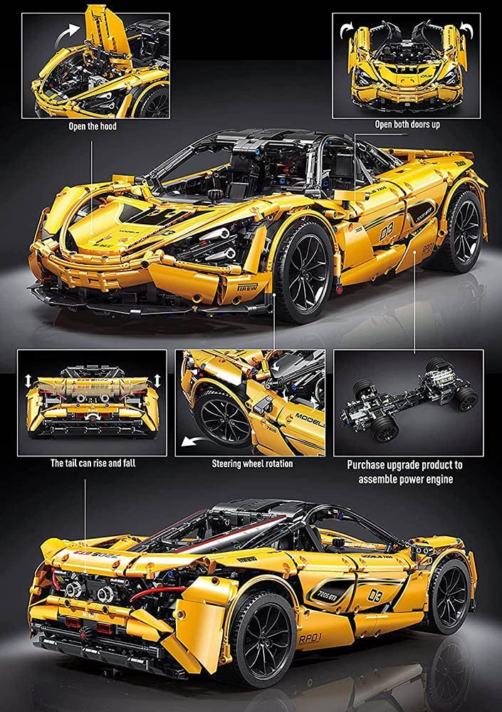 Technik Mclaren 720S Sportwagen, 3149 Teile Technic Ferngesteuert Auto mit 4 Motor Custome Bausteine Bauset Kompatibel mit Lego Technik