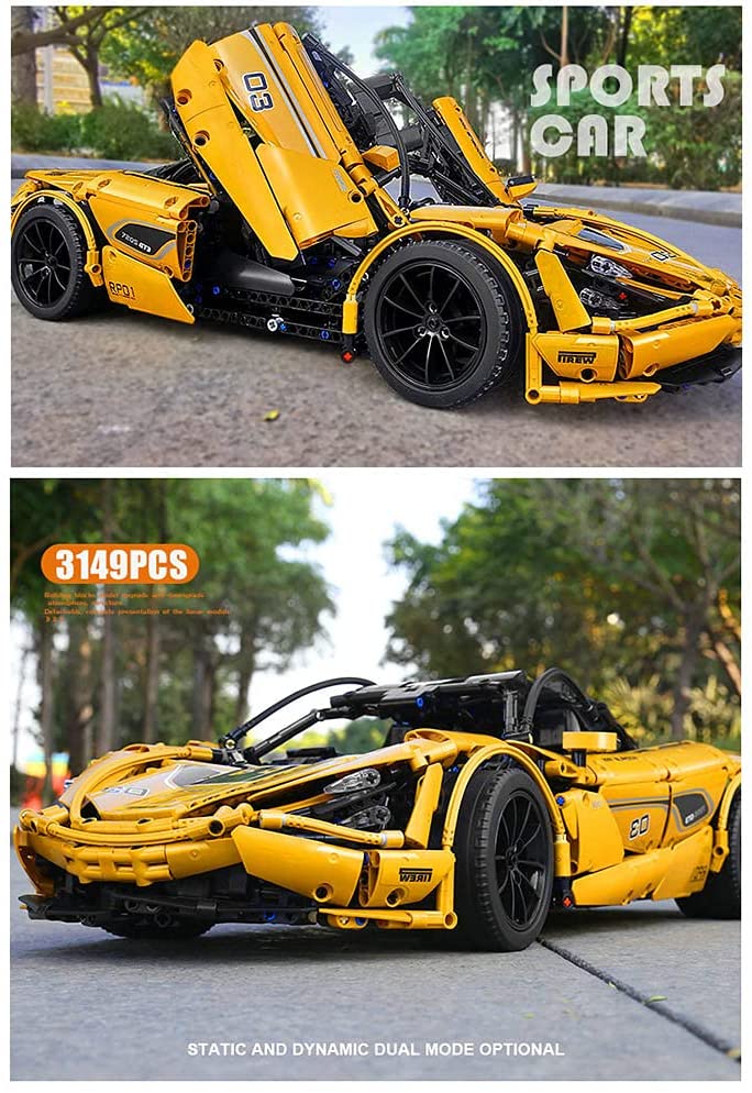 Technik Mclaren 720S Sportwagen, 3149 Teile Technic Ferngesteuert Auto mit 4 Motor Custome Bausteine Bauset Kompatibel mit Lego Technik