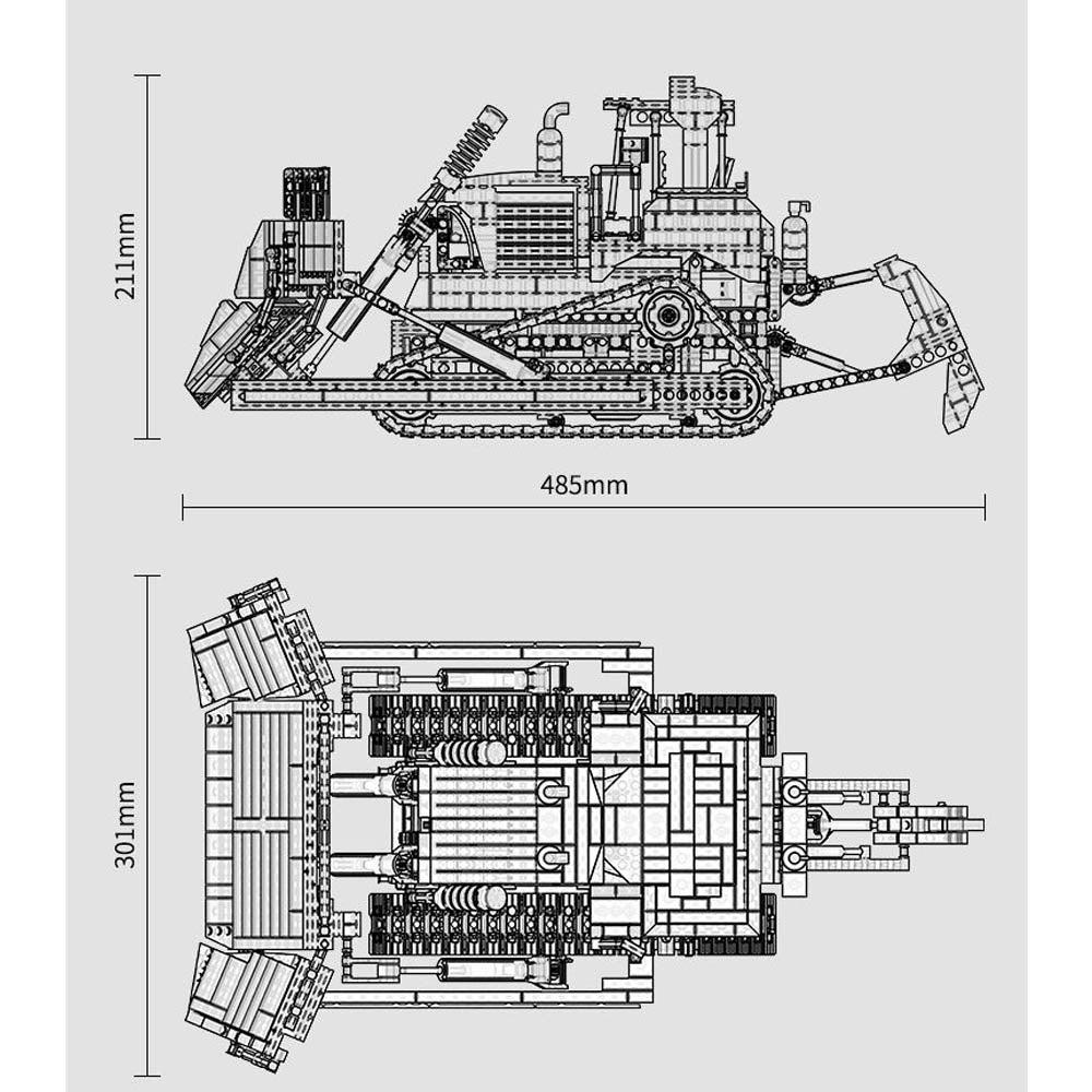 Technik Bulldozer Modell, 1866 Teile Technik Ferngesteuert Planierraupe mit 7 Motor, MOC Klemmbausteine Bauset Kompatibel mit Lego Technik