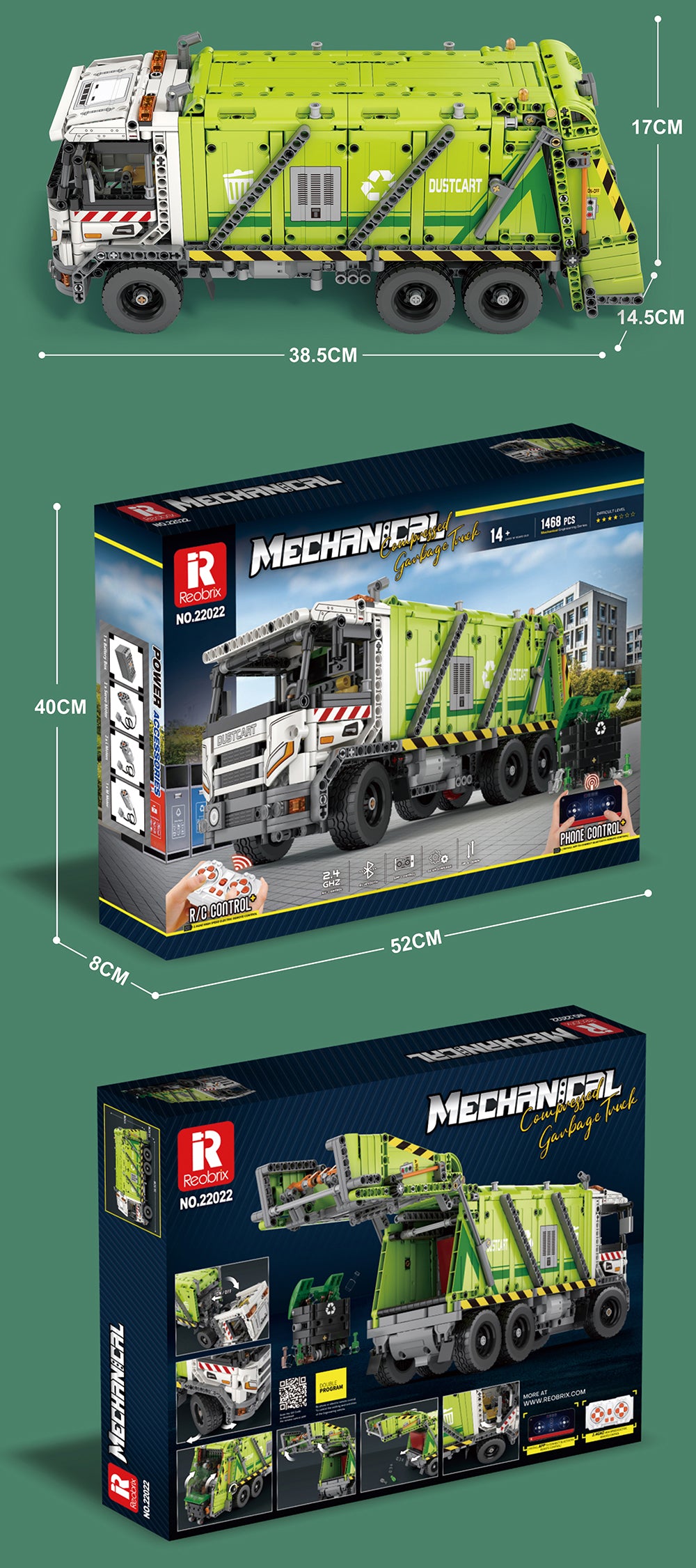 Technik Müllkipper Technik Dumper Modell 22022, Technik LKW Ferngesteuert Technik müllkipper Modell, Technic Ferngesteuert Dumper Modell Bauset Kompatibel mit Lego Technik LKW