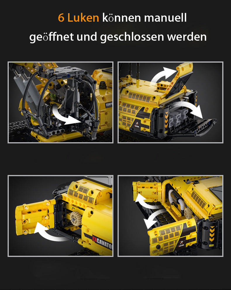 CADA C61082W Technik Bagger Ferngesteuert, 1702 Teile Technik Raupenbagger Modell mit 4 Motoren Bausatz Kompatibel mit Lego Technik