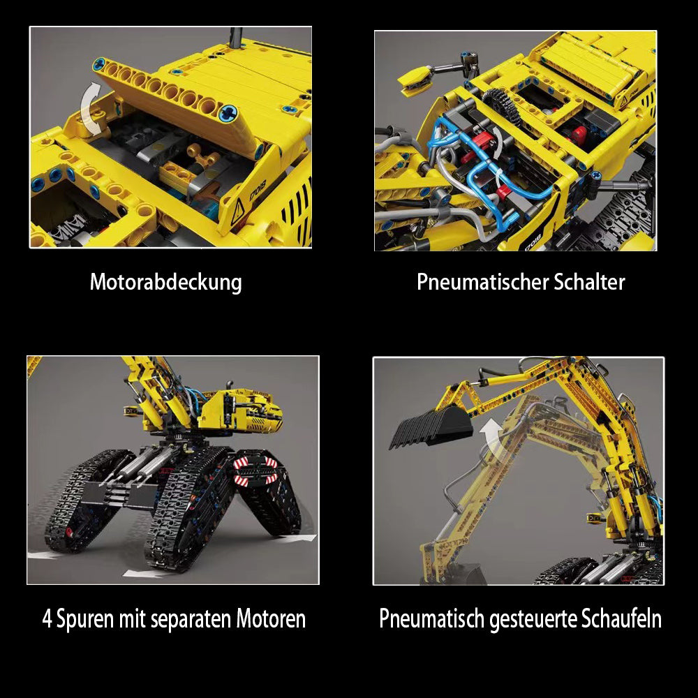 Technik Bagger Modell, 2237 Teile Technic Raupenbagger Ferngesteuert Bagger Motorisierte Modellbau Custom Bausteine Kompatibel mit Lego Technik