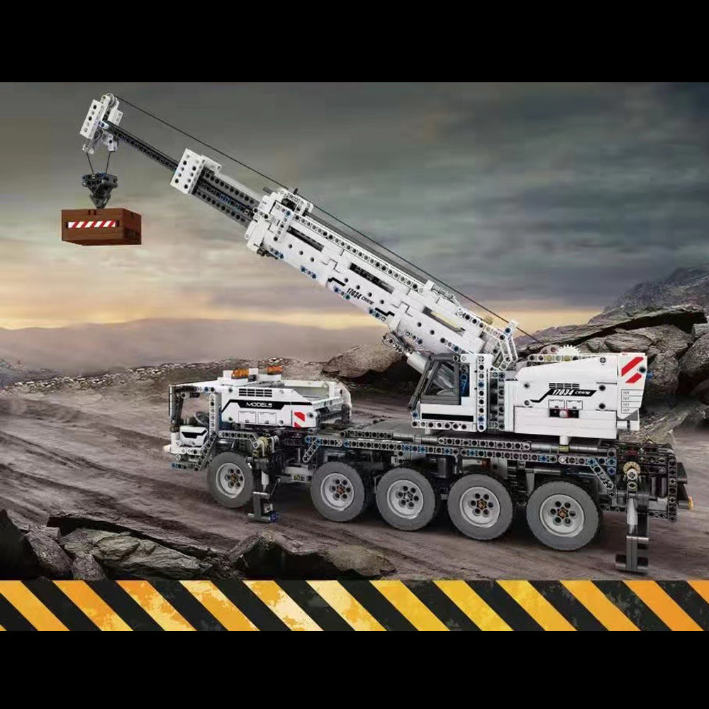 Technik Kran mit 4 Motoren, 2819 Teile Technik Ferngesteuert Kranwagen mit Kranarm Modell Bausatz Kompatibel mit Lego Technik - Weiß