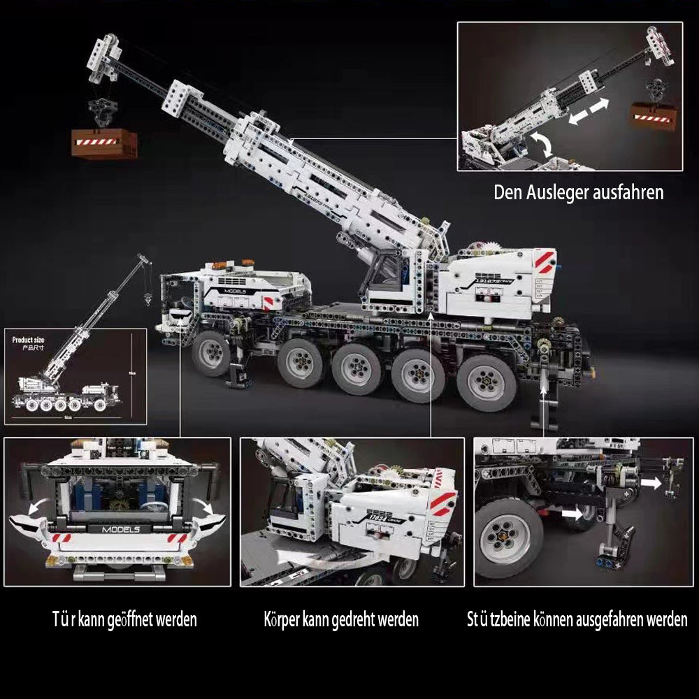 Technik Kran mit 4 Motoren, 2819 Teile Technik Ferngesteuert Kranwagen mit Kranarm Modell Bausatz Kompatibel mit Lego Technik - Weiß