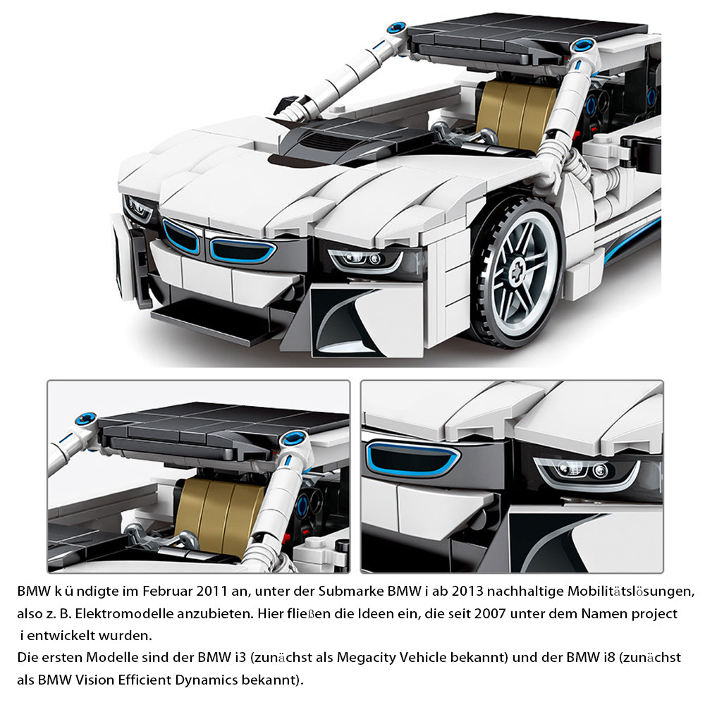 Technik Auto für BMW i8, 625 Teile Technik Supercar Technik Sportwagen Modell Bausatz Kompatibel mit Lego Technik Auto