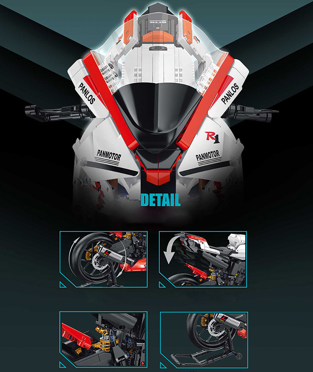 Technik Motorrad Technic Motorrad für Yamaha R1 Modell, 2347 Teile Technik Motorrad Modellbausatz Kompatibel mit Lego Technik Motorrad