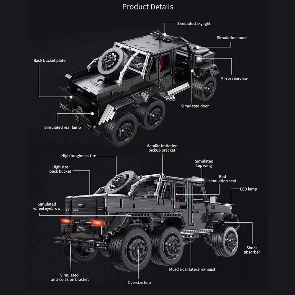 Technik 6x6 Mercedes Benz G63, 3300 Teile Technik Geländefahrzeug Technic Ferngesteuert Auto Modell