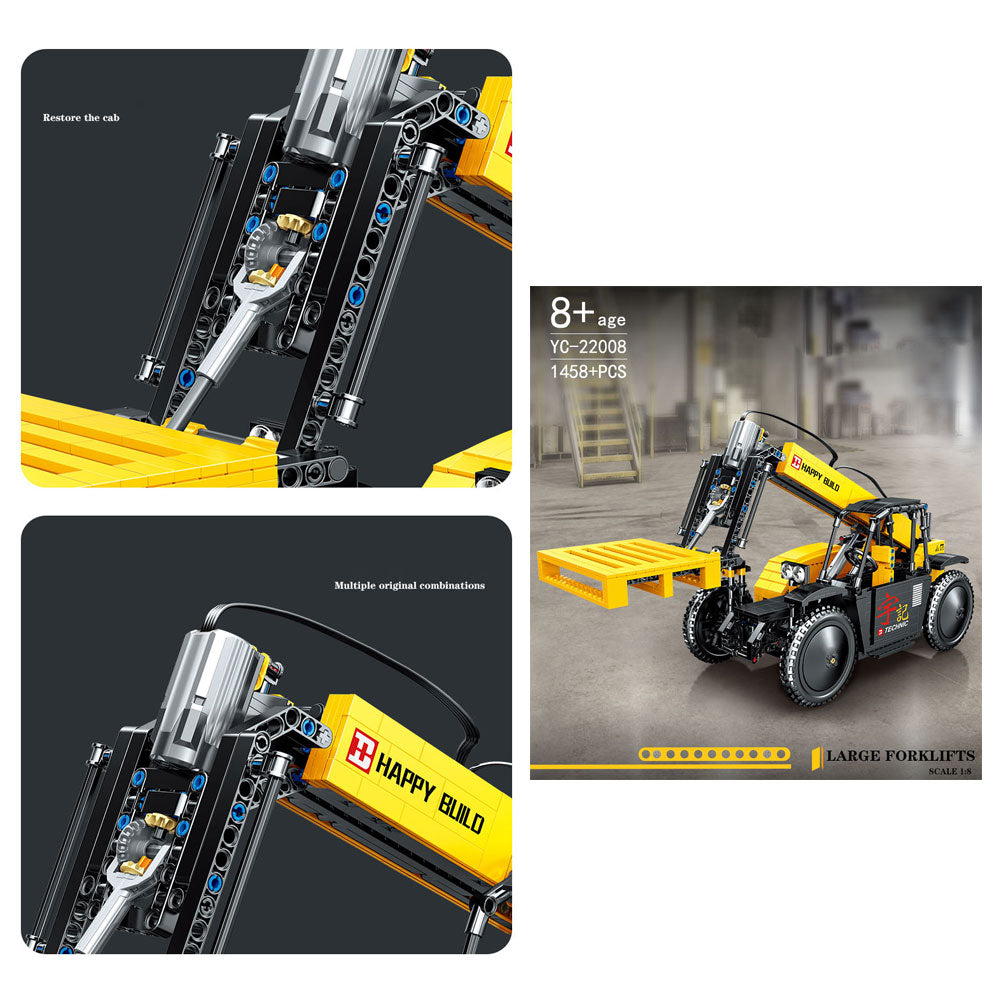 Technik Gabelstapler, 1458 Teile Technik Stapler Technic Ferngesteuert Gabelstapler mit 5 Motor und Fernbedienung Bauset Kompatibel mit Lego Technik