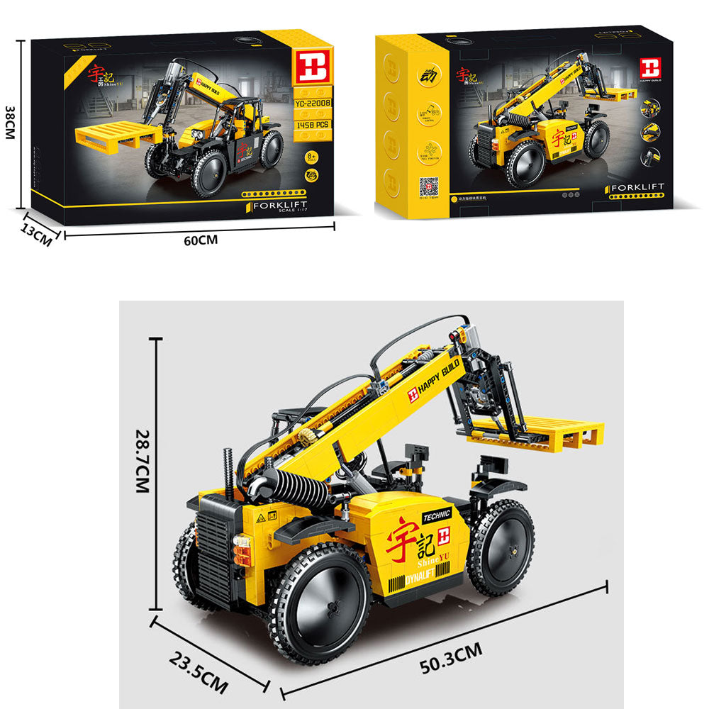 Technik Gabelstapler, 1458 Teile Technik Stapler Technic Ferngesteuert Gabelstapler mit 5 Motor und Fernbedienung Bauset Kompatibel mit Lego Technik