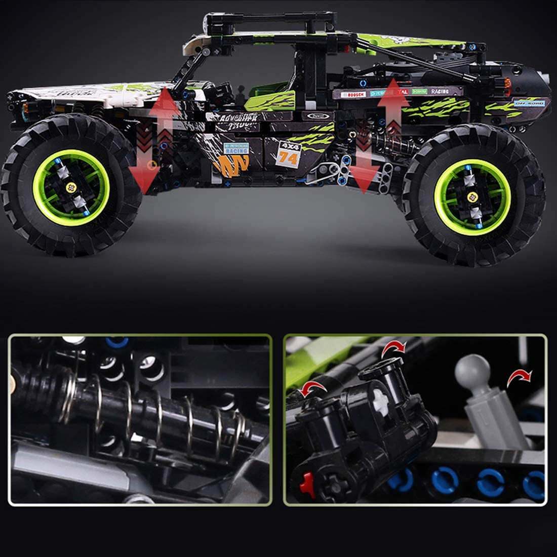 Technik 4x4 X-Treme Buggy, 1890 Teile Technik Geländefahrzeug Technic Ferngesteuert Auto mit 5 Motor und Fernbedienung Bauset Kompatibel mit Lego Technik