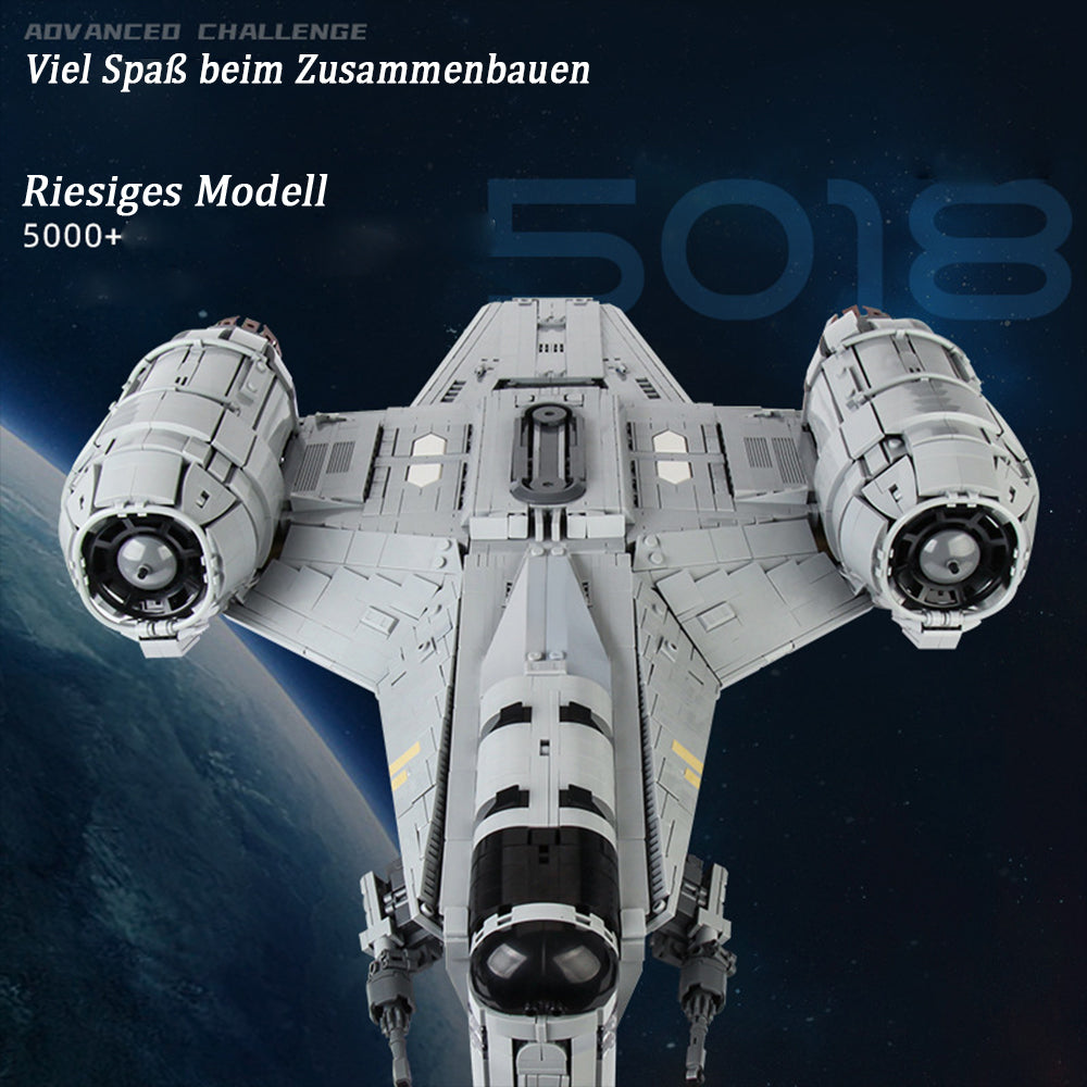 Star Wars Razor Crest Raumschiff, 5018 Teile Weltraumzerstörer Modellbausteine, Groß Sci-Fi Super Star Raumschiff MOC Klemmbausteine Bauset Kompatibel mit Lego