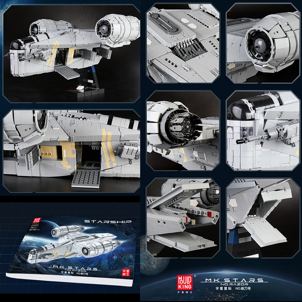 Star Wars Razor Crest Raumschiff, 5018 Teile Weltraumzerstörer Modellbausteine, Groß Sci-Fi Super Star Raumschiff MOC Klemmbausteine Bauset Kompatibel mit Lego