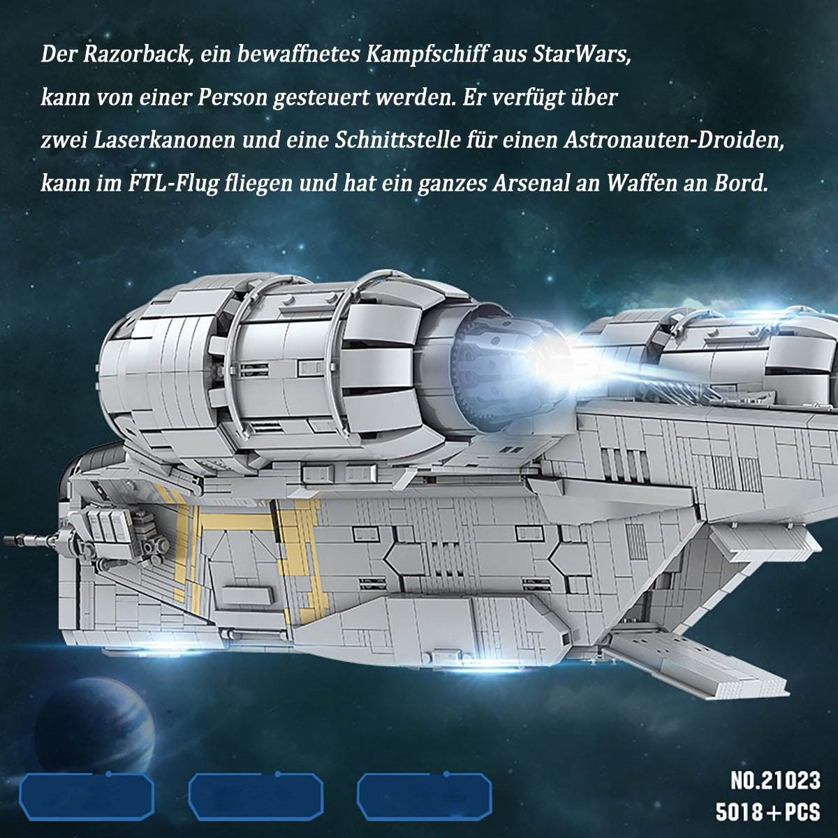 Star Wars Razor Crest Raumschiff, 5018 Teile Weltraumzerstörer Modellbausteine, Groß Sci-Fi Super Star Raumschiff MOC Klemmbausteine Bauset Kompatibel mit Lego