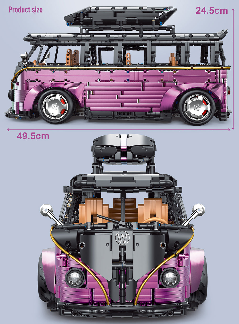 Technik T2 Campingbus Modell, 3299 Teile Technik Bus Ferngesteuert Set mit Motor Technic Bus Modellbau Set Kompatibel mit Lego Technik