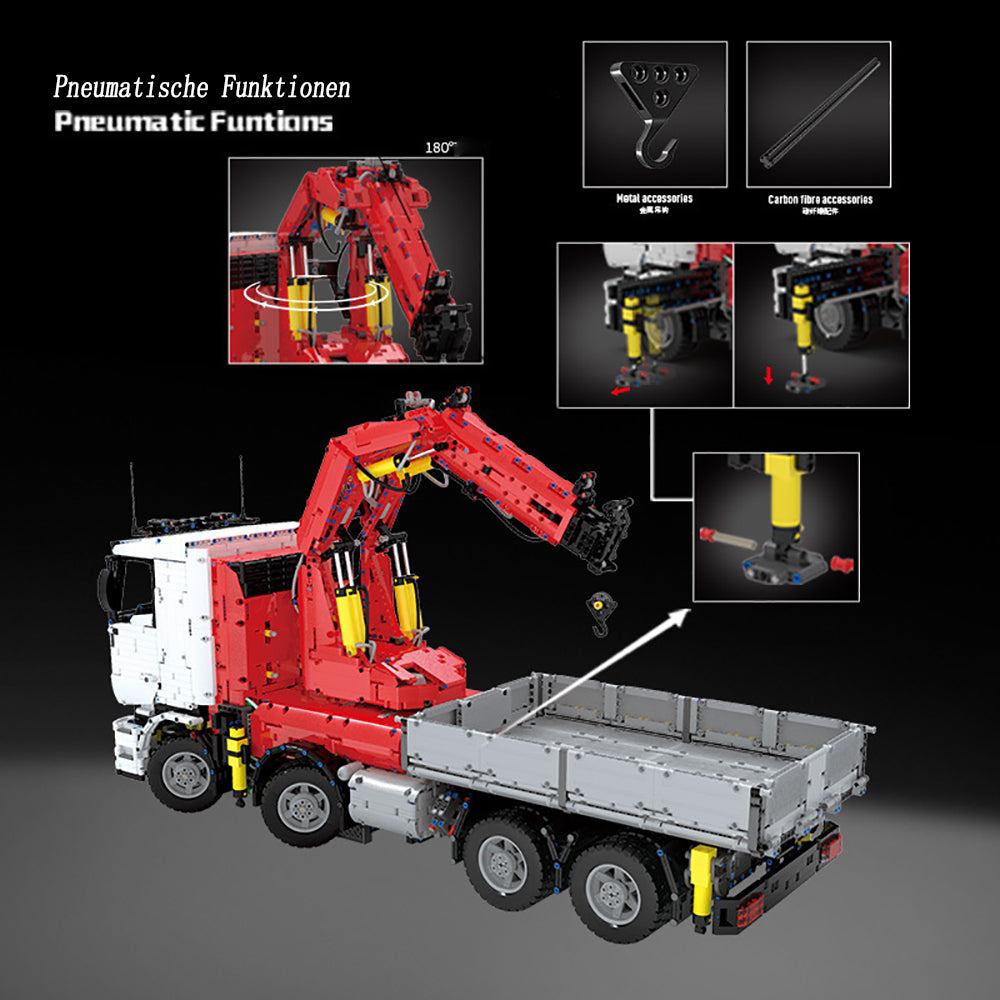 Technik LKW Mit Kran 19002, Technik LKW Ferngesteuert Modell, Technik Kranwagen Ferngesteuert mit 11 Motoren, Technik pneumatik LKW Bauset Kompatibel mit Lego Technik