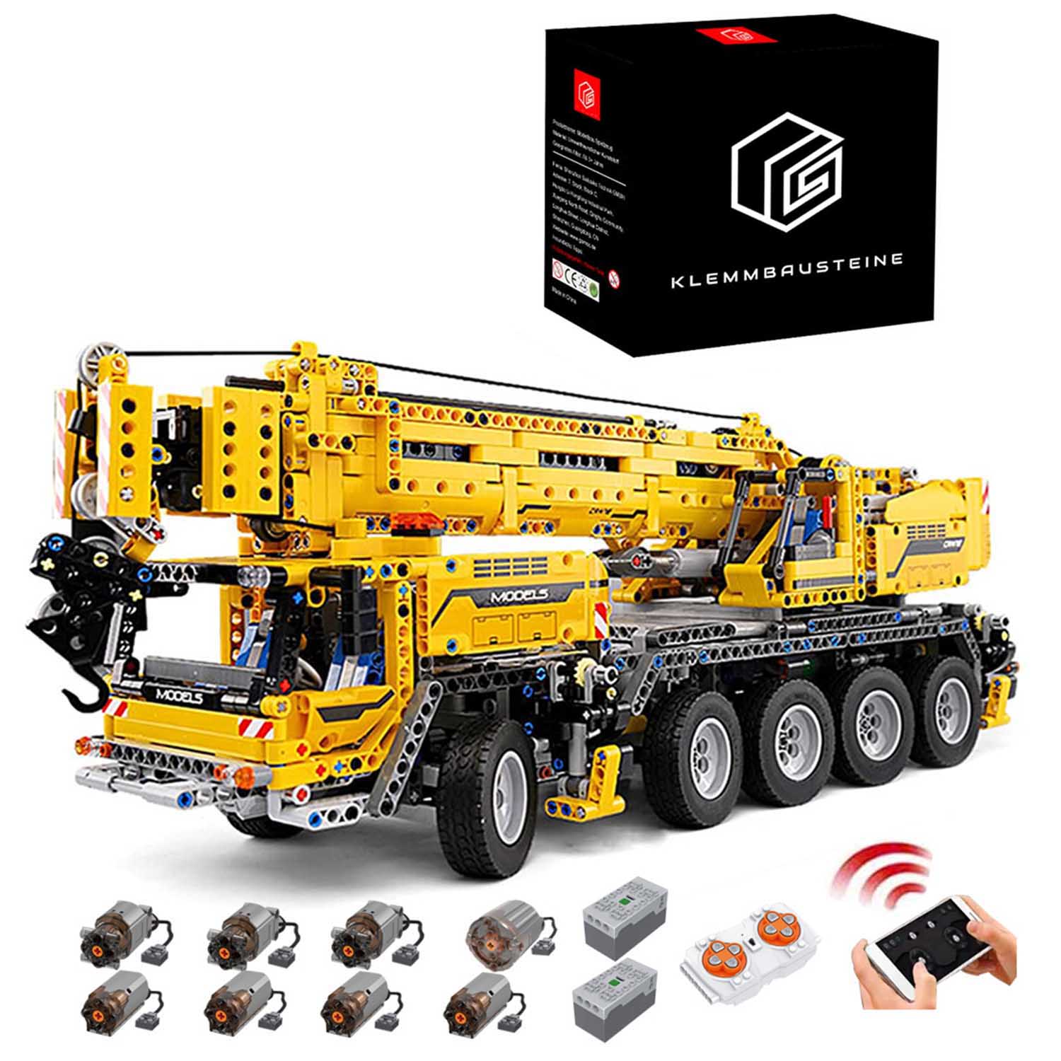 Technik Kran GMK7450, Technic Kran Ferngesteuert mit 8 Motor Bausatz, 2590 Teile Technik-Modell Kompatibel mit Lego Technik Kran