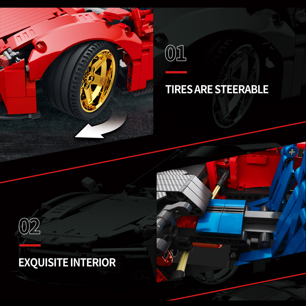 Technik Ferrari Daytona Daytona SP3, 1958 Teile Technik Supercar Technik Sportwagen Modell mit Motor Bausatz Kompatibel mit Lego Technik