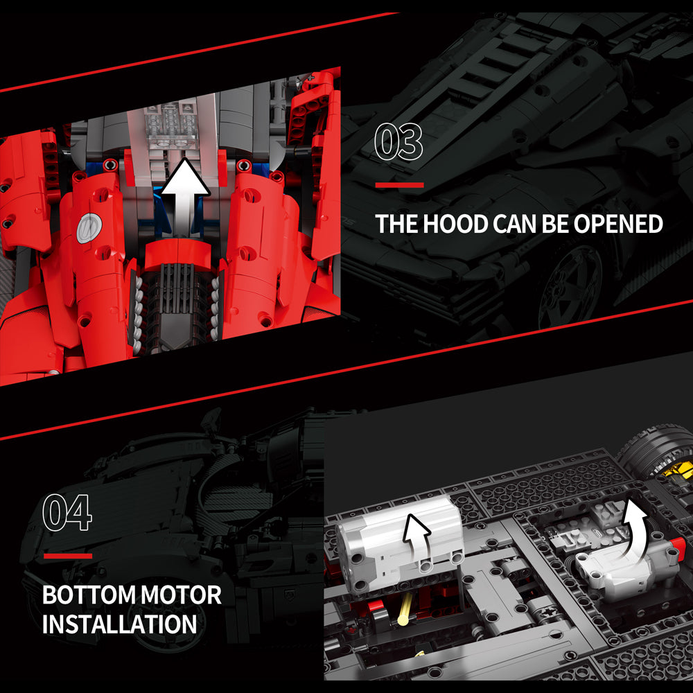 Technik Ferrari Daytona Daytona SP3, 1958 Teile Technik Supercar Technik Sportwagen Modell mit Motor Bausatz Kompatibel mit Lego Technik