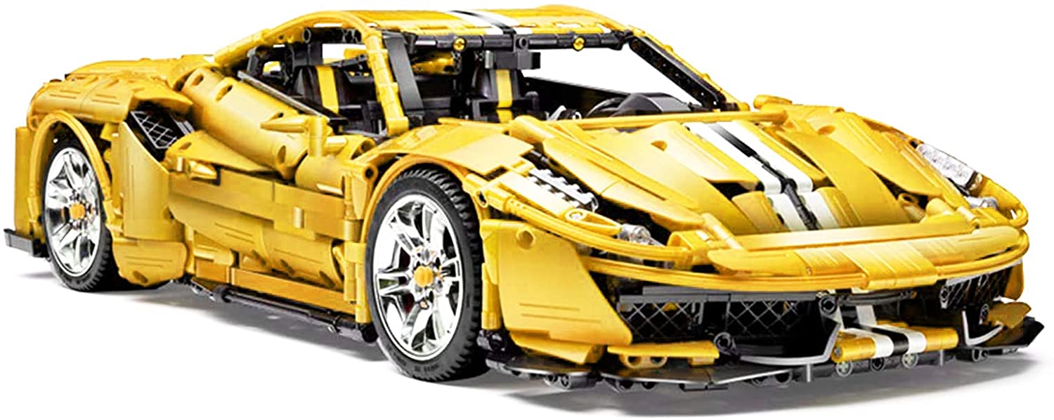 CADA Master C61057w Ferrari 488 Technic Bausteine, 3187 Teile 1: 8 Sportwagen Technik Ferngesteuertes Auto mit Motor und LED Beleuchtung Kompatibel mit Lego Technik (Kommt mit luxuriöser Originalverpackung)