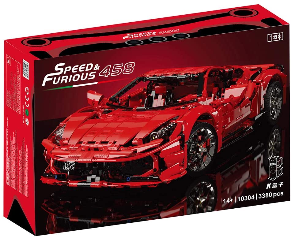 Ferrari 458 Italia Technik Sportwagen Modell, 3380 Teile Technik Rennwagen Modellbausatz, Technik Klemmbausteine Auto Bauset Kompatibel mit Lego Technic