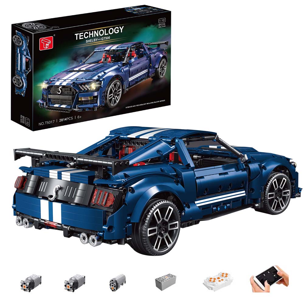 Technik Auto Ford Mustang Shelby GT500, 2814 Teile Technik Sportwagen Ferngesteuert Mit Motor, Technic Auto Modellbau Klemmbausteine Kompatibel mit Lego Technik