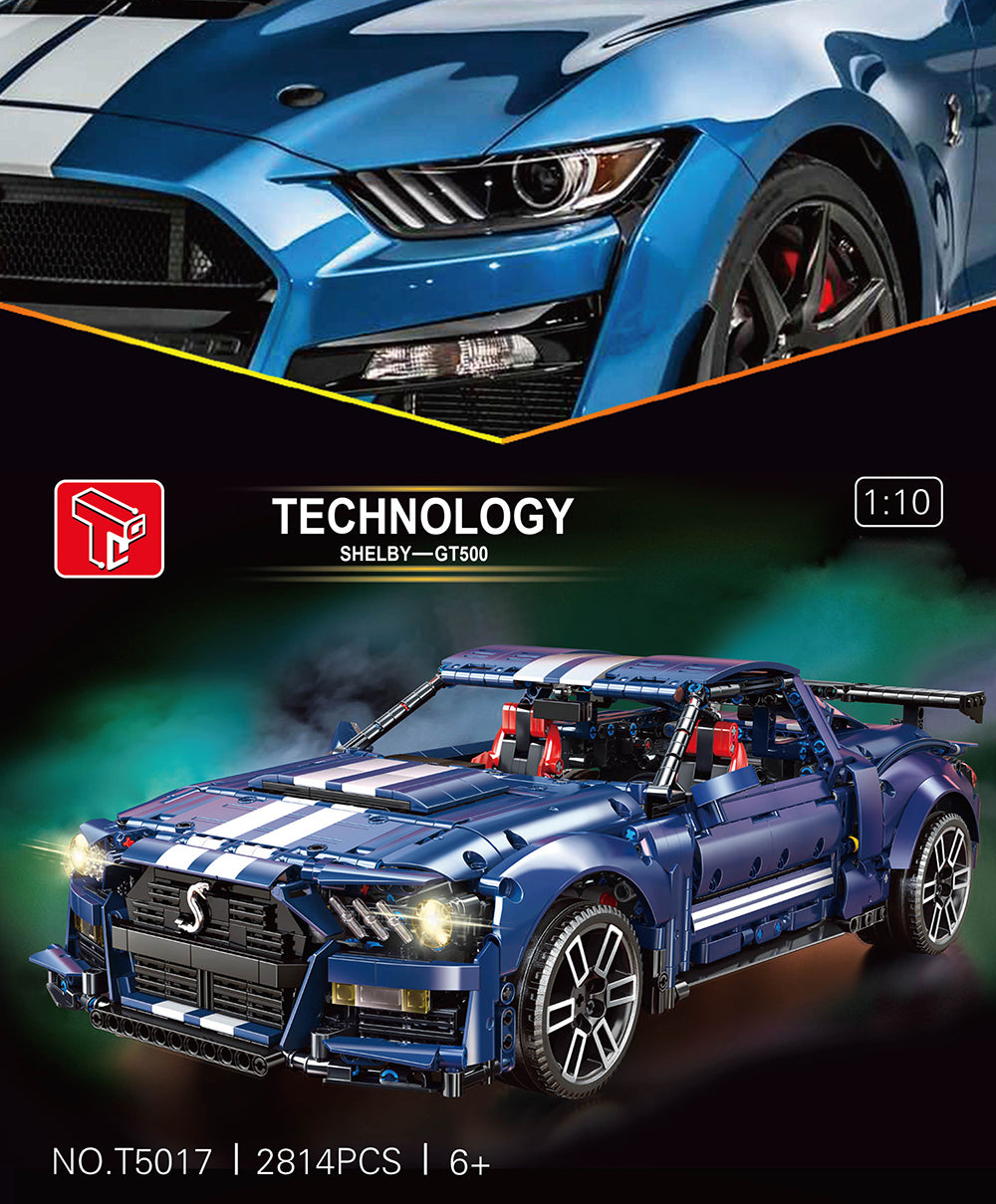 Technik Auto Ford Mustang Shelby GT500, 2814 Teile Technik Sportwagen Ferngesteuert Mit Motor, Technic Auto Modellbau Klemmbausteine Kompatibel mit Lego Technik