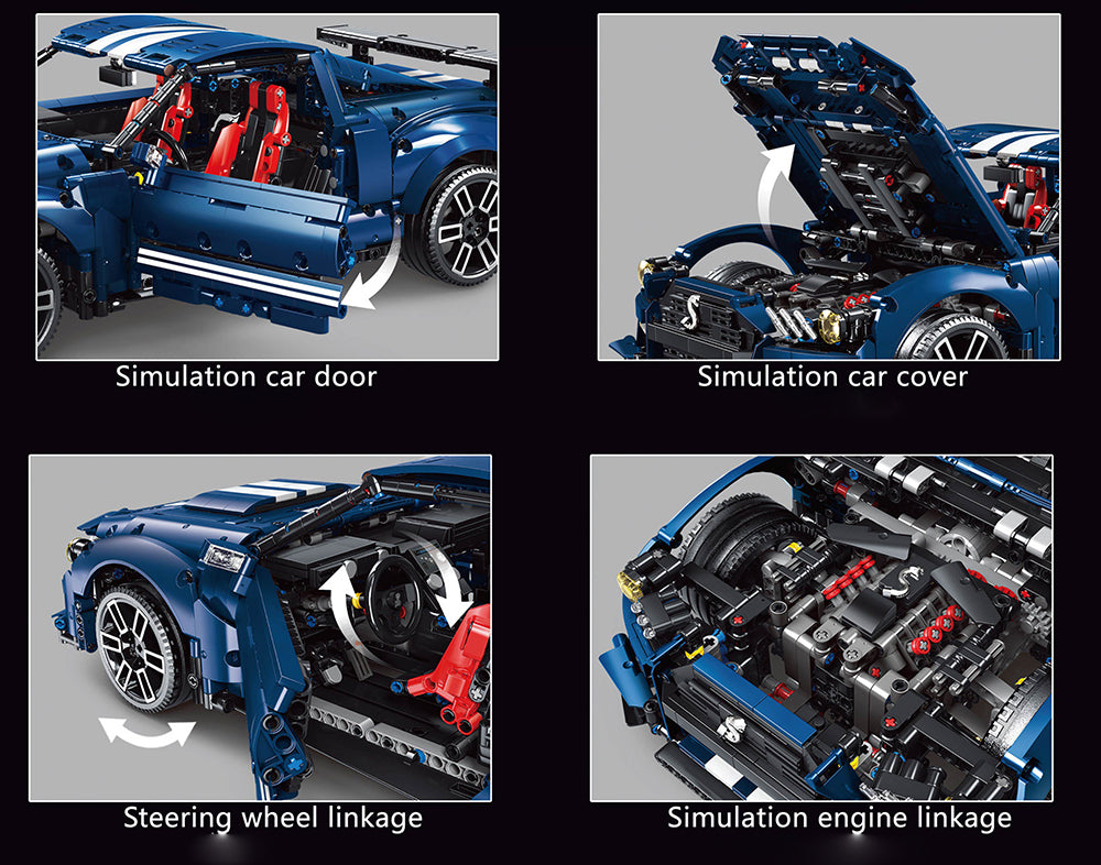 Technik Auto Ford Mustang Shelby GT500, 2814 Teile Technik Sportwagen Ferngesteuert Mit Motor, Technic Auto Modellbau Klemmbausteine Kompatibel mit Lego Technik