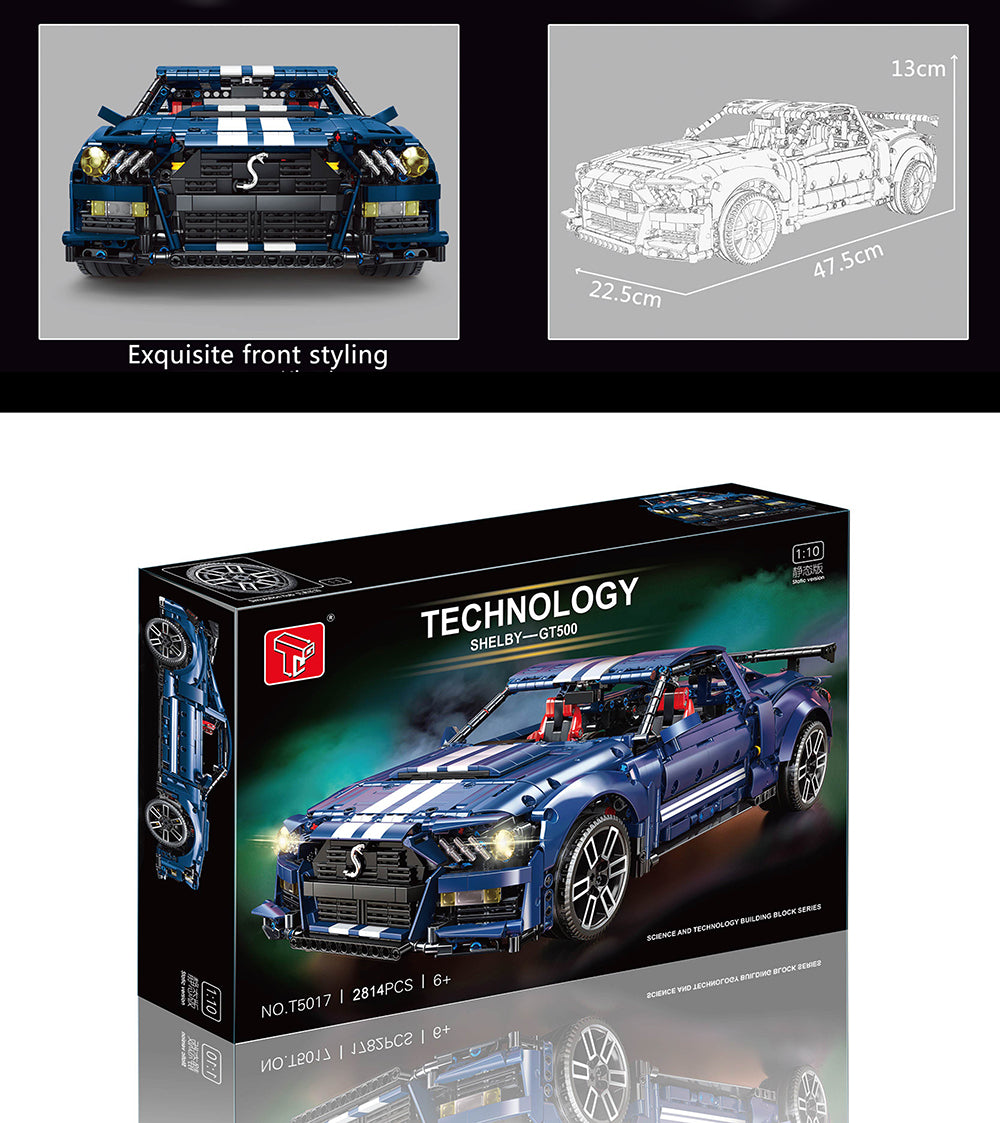 Technik Auto Ford Mustang Shelby GT500, 2814 Teile Technik Sportwagen Ferngesteuert Mit Motor, Technic Auto Modellbau Klemmbausteine Kompatibel mit Lego Technik
