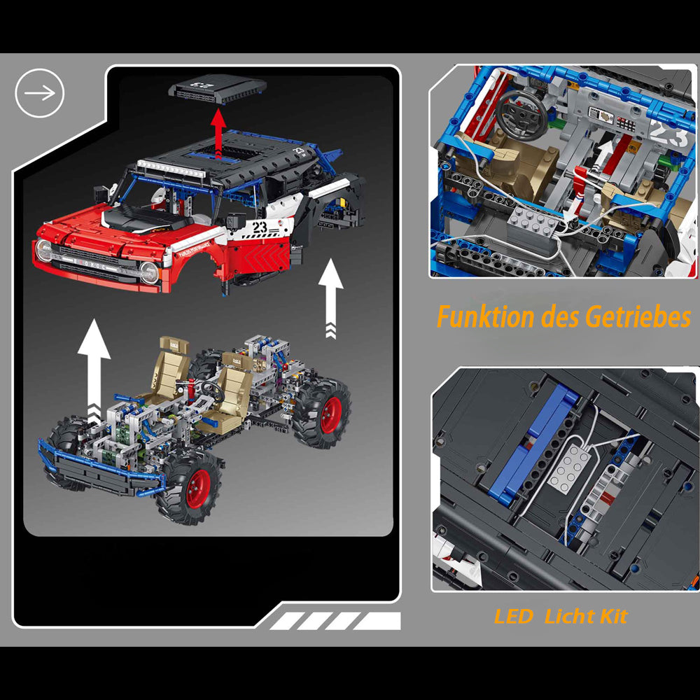 Technik Auto für Ford Bronco DR, 2920 Teile Technik Off Road Mit Motor Technic Auto Ferngesteuert 4x4 Offroader Klemmbausteine kompatibel mit Lego Technik Auto…