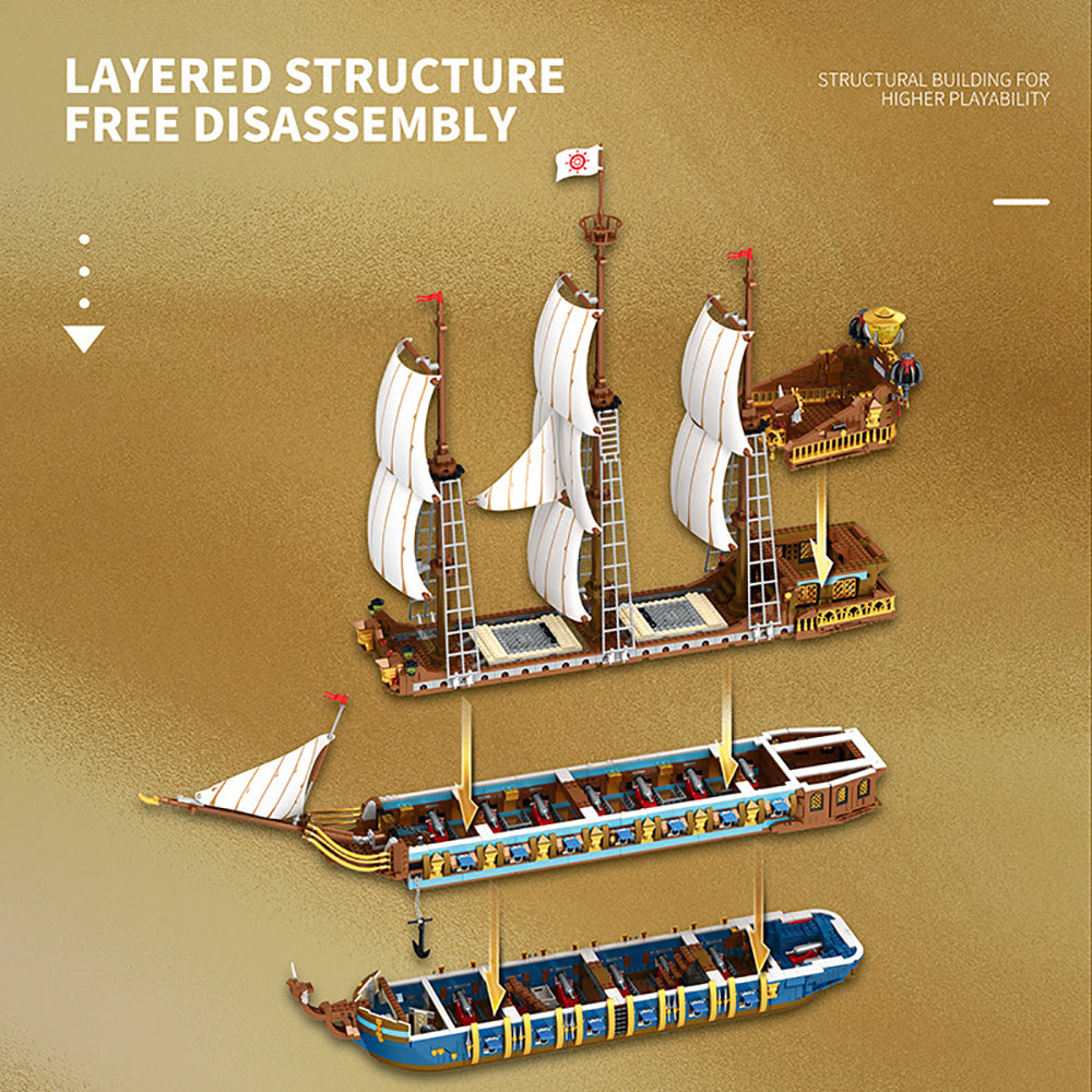 Piratenschiff Modell, 3162 Teile Segelschiff Modell Piratenschiff groß Modelbau Schiff Klemmbausteine Kompatibel mit Lego Schiffe