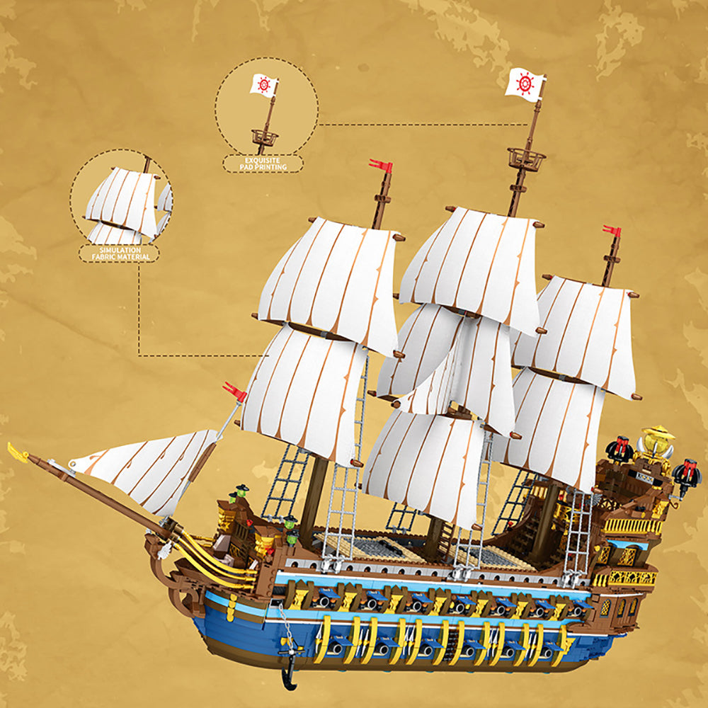 Piratenschiff Modell, 3162 Teile Segelschiff Modell Piratenschiff groß Modelbau Schiff Klemmbausteine Kompatibel mit Lego Schiffe