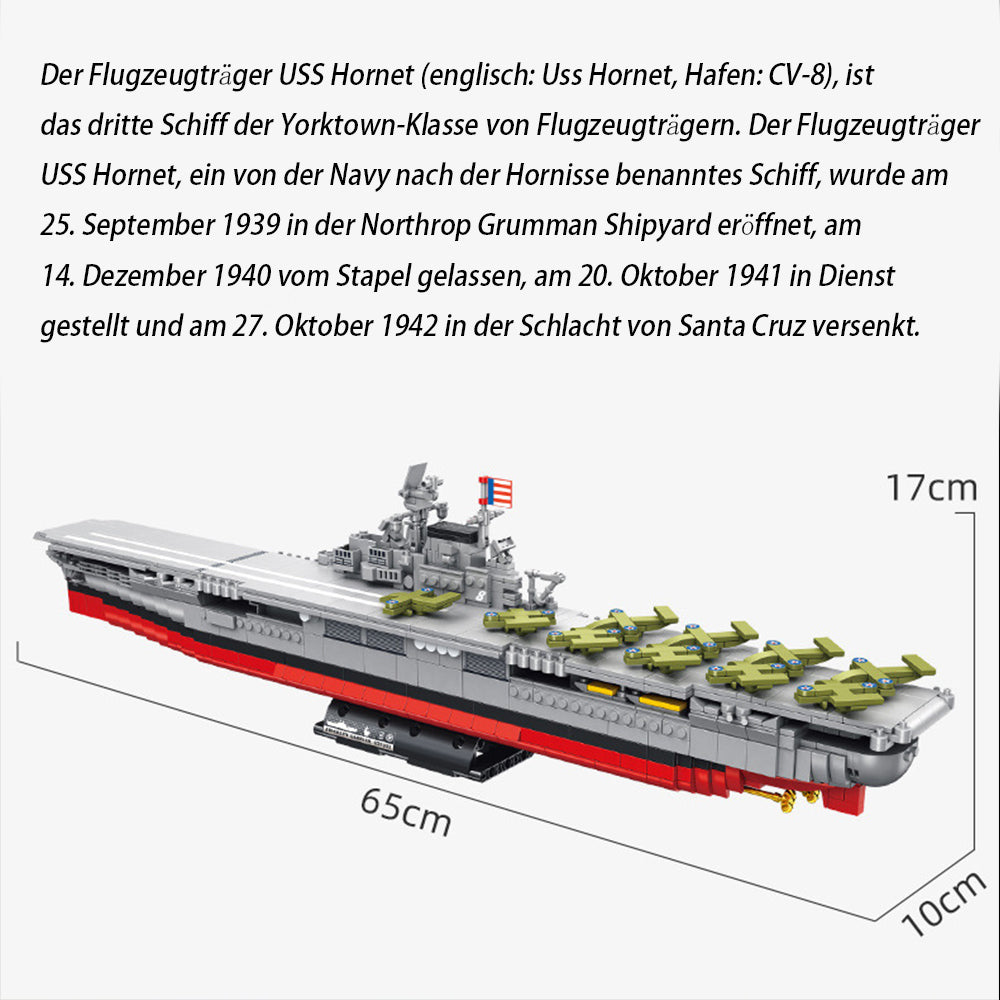 Technik Flugzeugträger Technik Schiff Modell, 1487 Teile Technik CV-8 Schlachtschiff Custom Bausteine Kompatibel mit Lego Technik