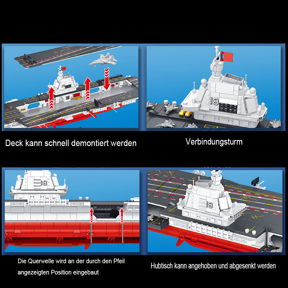 Technik Flugzeugträger 96cm Modell, 3126 Teile Technik Schiff Riesiges Schiff Technic Supercarrier Modellbau Set Kompatibel mit Lego Technik