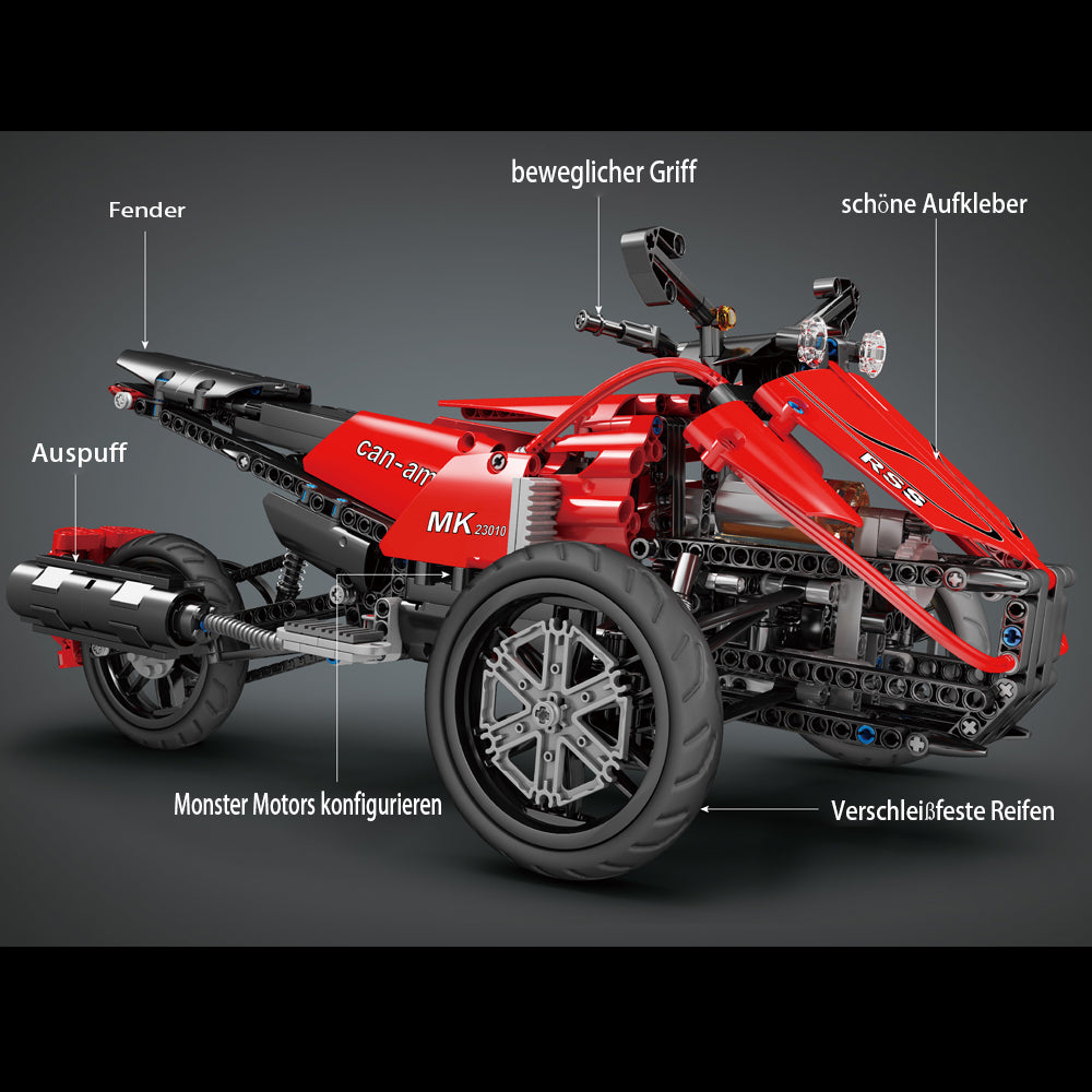 Technik Motorrad MK 23010, Technik Motorrad Ferngesteuert, 853 Teile Technic Motorrad Motorisierte Modell mit Motoren, Custom Bausteine Kompatibel mit Lego Technik