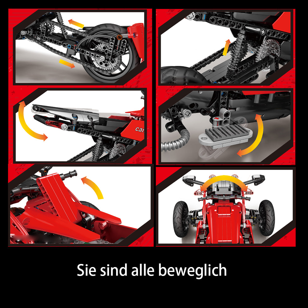 Technik Motorrad MK 23010, Technik Motorrad Ferngesteuert, 853 Teile Technic Motorrad Motorisierte Modell mit Motoren, Custom Bausteine Kompatibel mit Lego Technik
