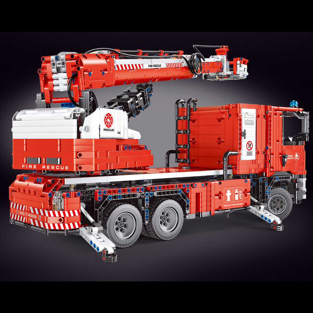 TGL T4008 Technik Löschfahrzeug Mit 8 Motoren, 4629 Teile Technik Pneumatik Feuerwehr LKW Technic Rettungsfahrzeug groß Bausatz Kompatibel mit Lego Technik