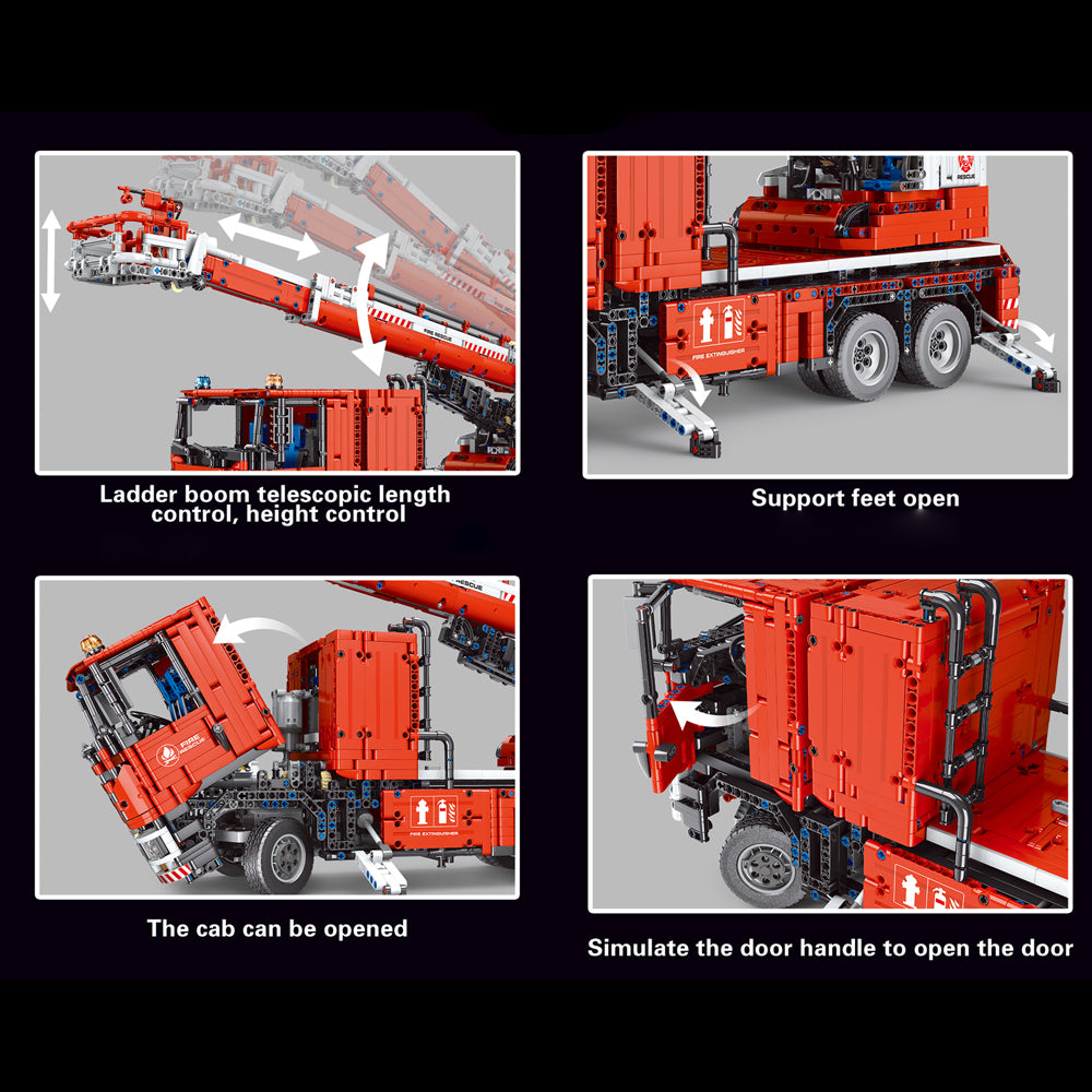 TGL T4008 Technik Löschfahrzeug Mit 8 Motoren, 4629 Teile Technik Pneumatik Feuerwehr LKW Technic Rettungsfahrzeug groß Bausatz Kompatibel mit Lego Technik