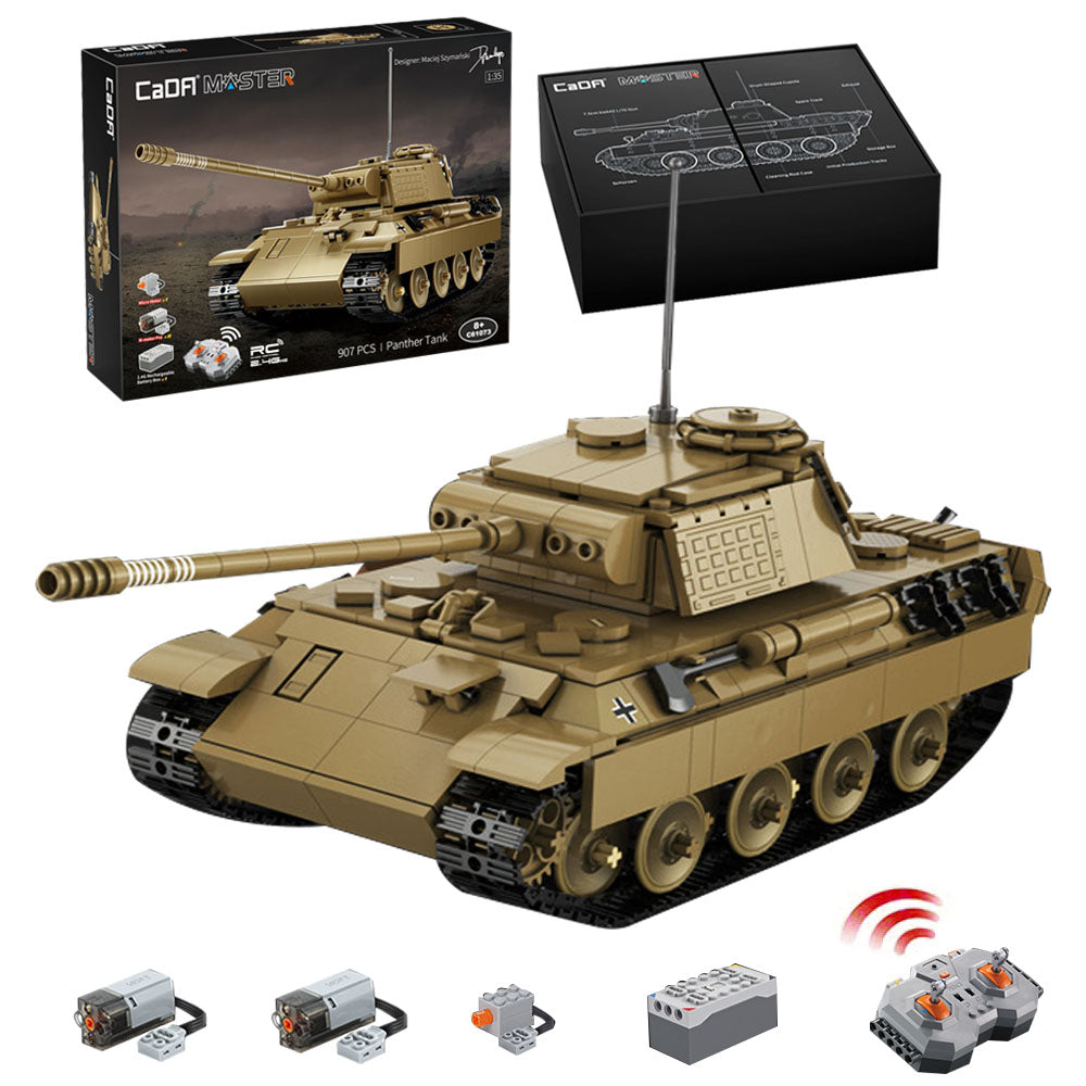 Technik Panzer Technik Panther Panzerkampfwagen V Panther Modell, 907 Teile Technik Panzer Ferngesteuert Panzer Motorisierte Modell Kompatibel mit Lego Technik