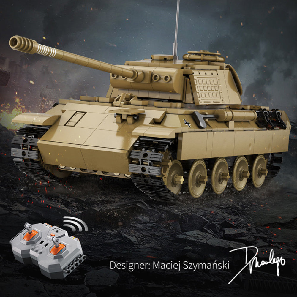 Technik Panzer Technik Panther Panzerkampfwagen V Panther Modell, 907 Teile Technik Panzer Ferngesteuert Panzer Motorisierte Modell Kompatibel mit Lego Technik