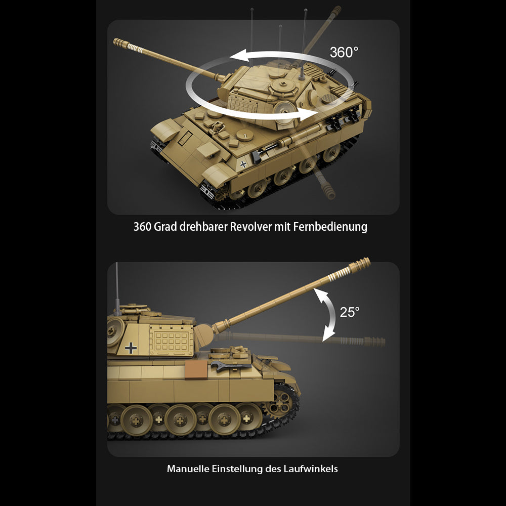 Technik Panzer Technik Panther Panzerkampfwagen V Panther Modell, 907 Teile Technik Panzer Ferngesteuert Panzer Motorisierte Modell Kompatibel mit Lego Technik
